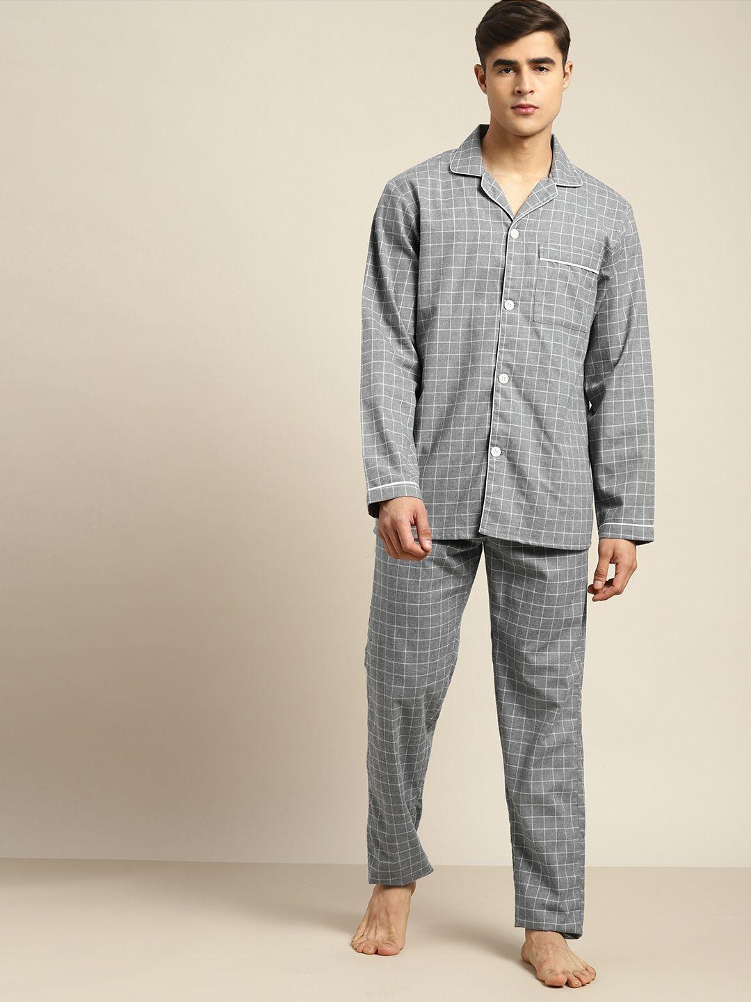 hancock checked pure cotton pyjama set