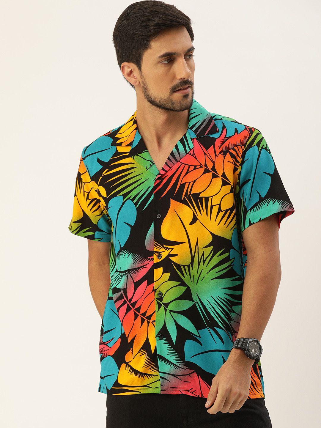 hancock men multicoloured relaxed fit floral printed casual shirt