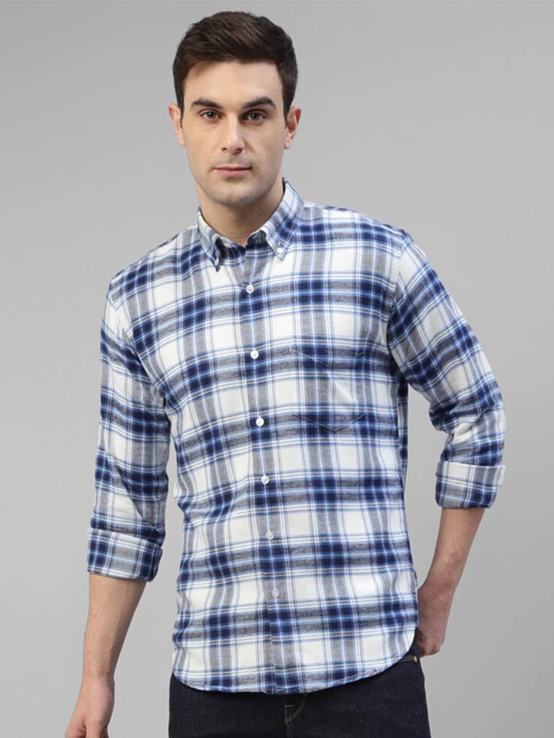 hancock modern slim fit tartan flannel checked pure cotton casual shirt