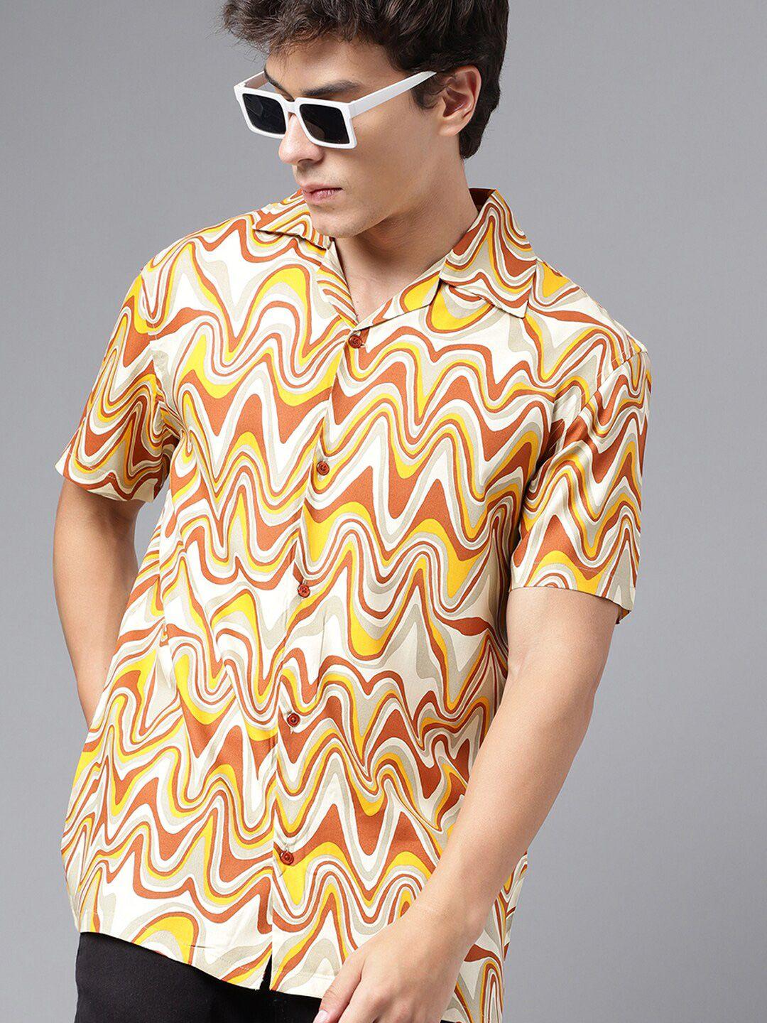 hancock abstract printed spread collar relaxed casual shirt