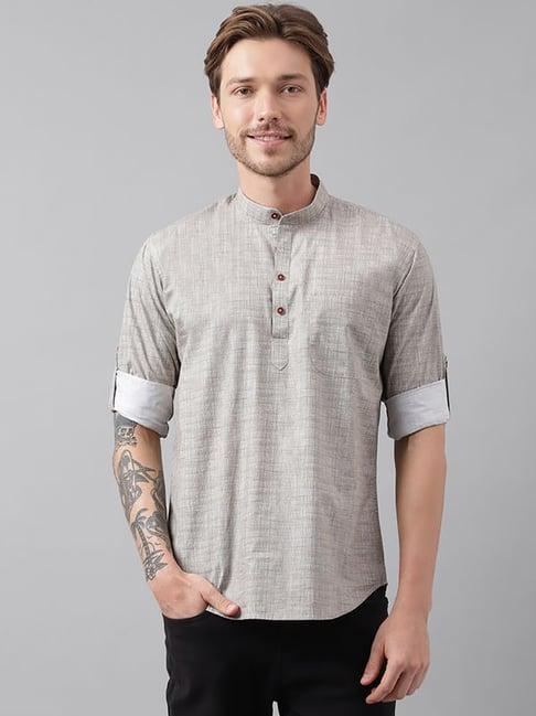 hancock beige cotton regular fit print kurtas