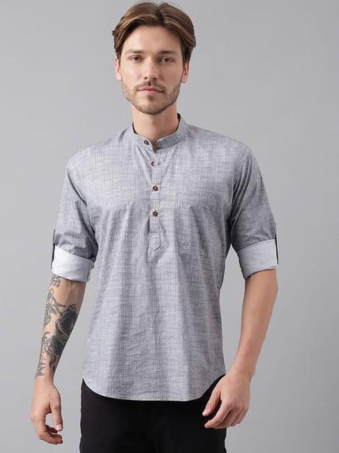 hancock grey cotton regular fit print kurtas