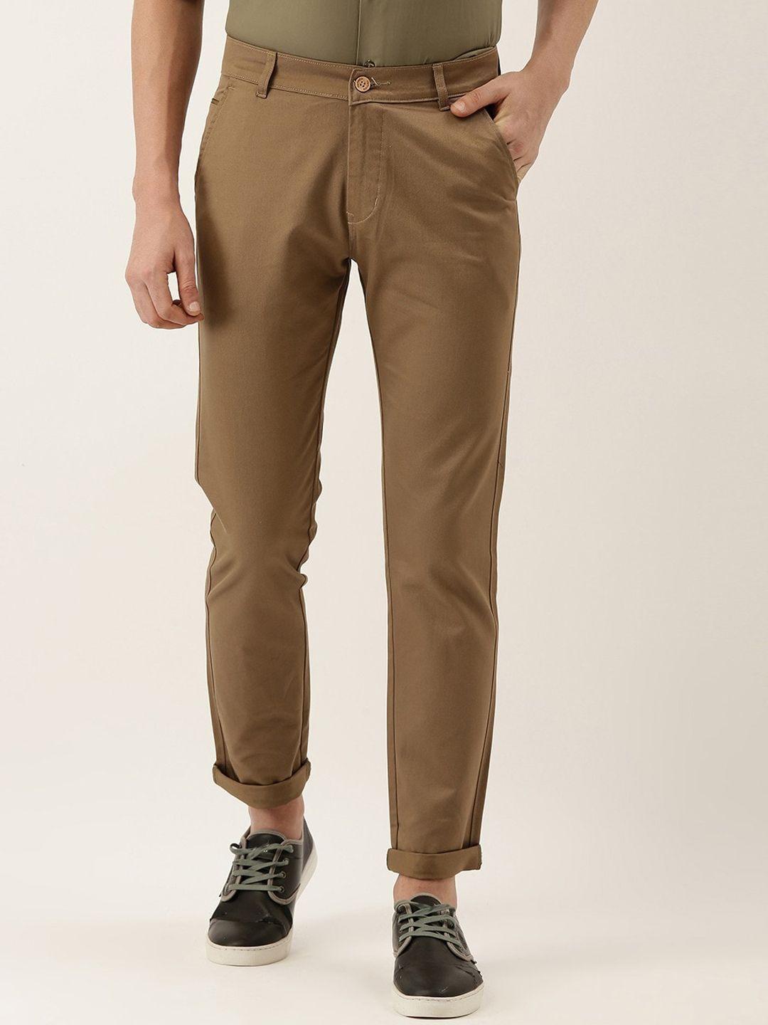 hancock men brown slim fit chinos trousers