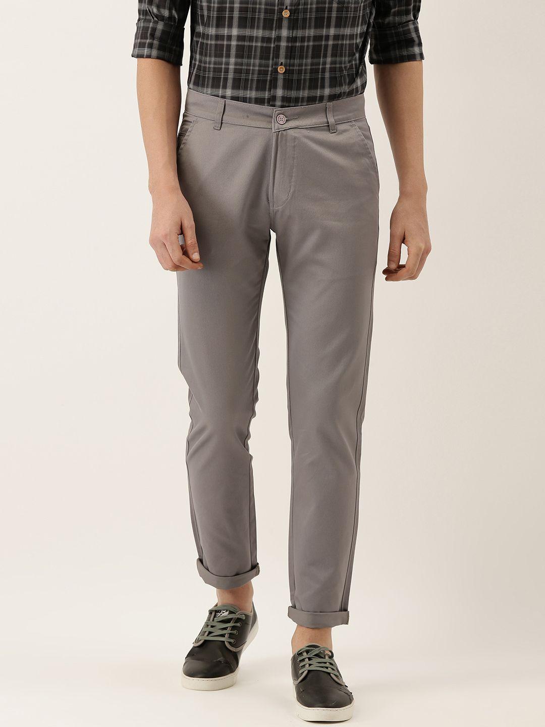 hancock men charcoal grey slim fit solid chinos