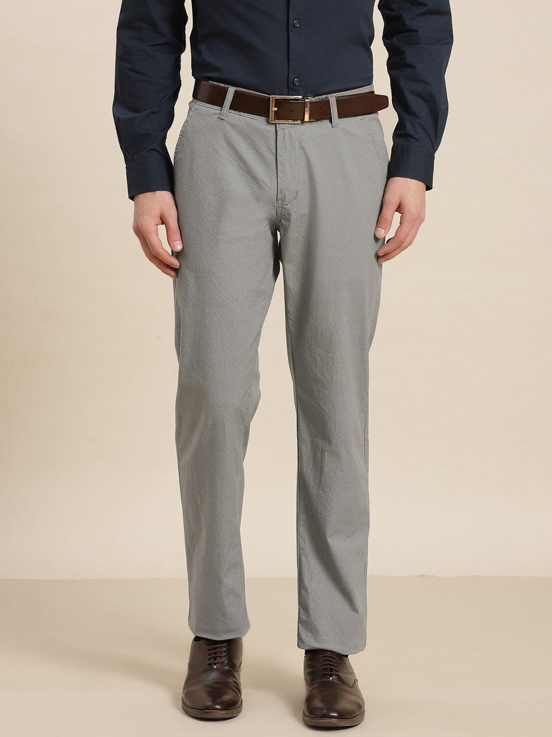 hancock men grey printed slim fit trousers