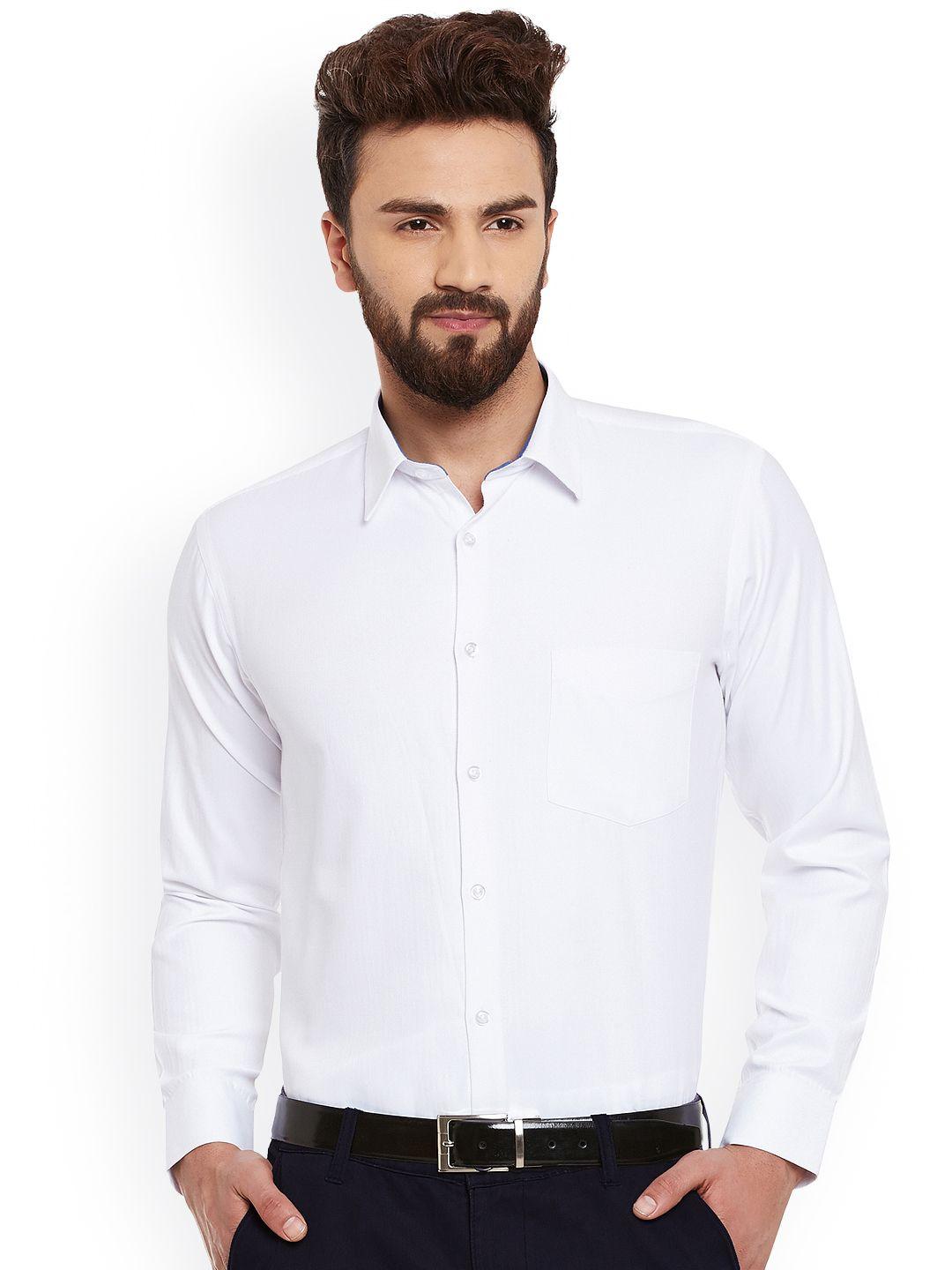 hancock men white slim fit formal shirt