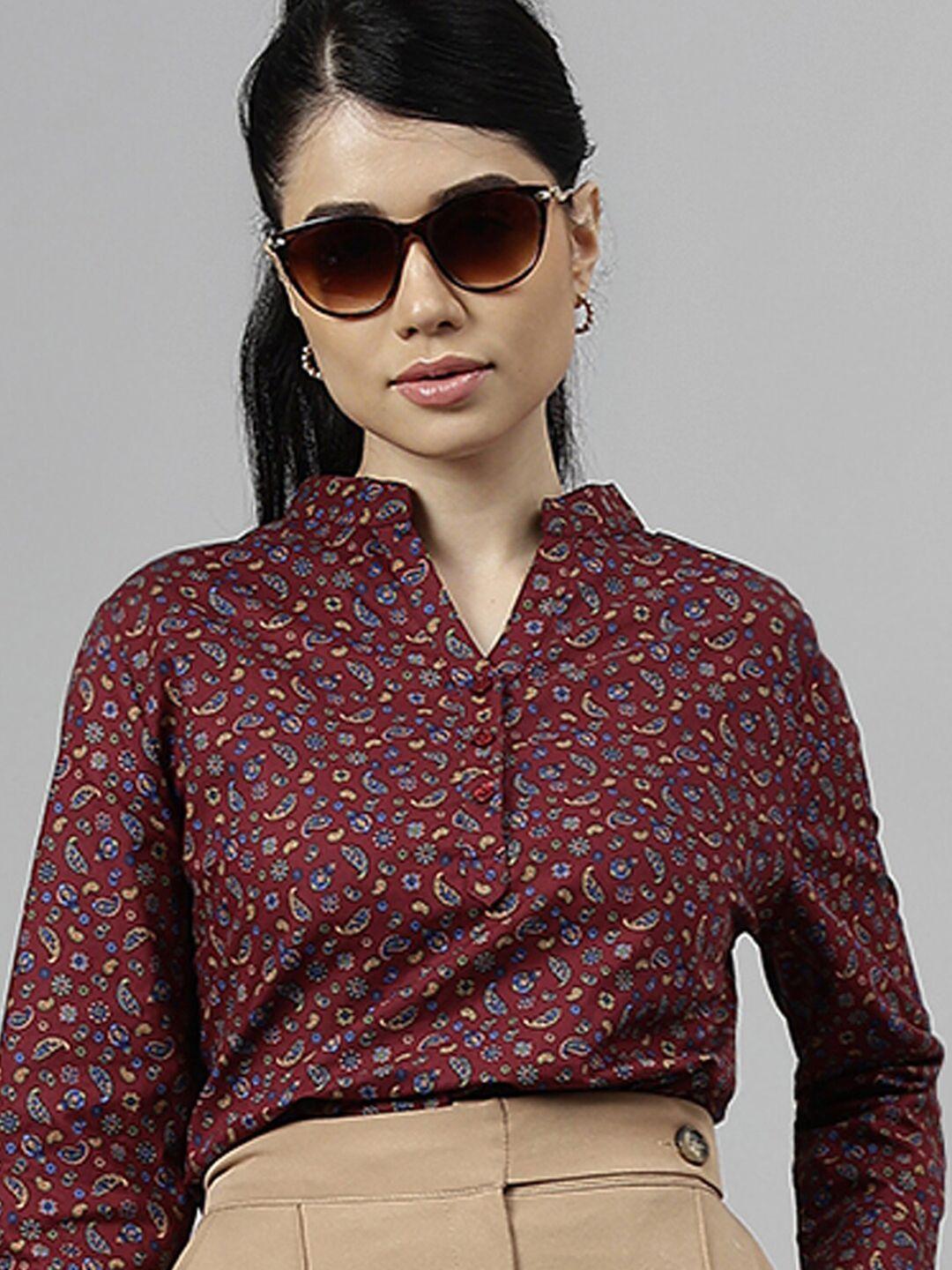 hancock paisley printed pure cotton regular fit shirt style  formal top