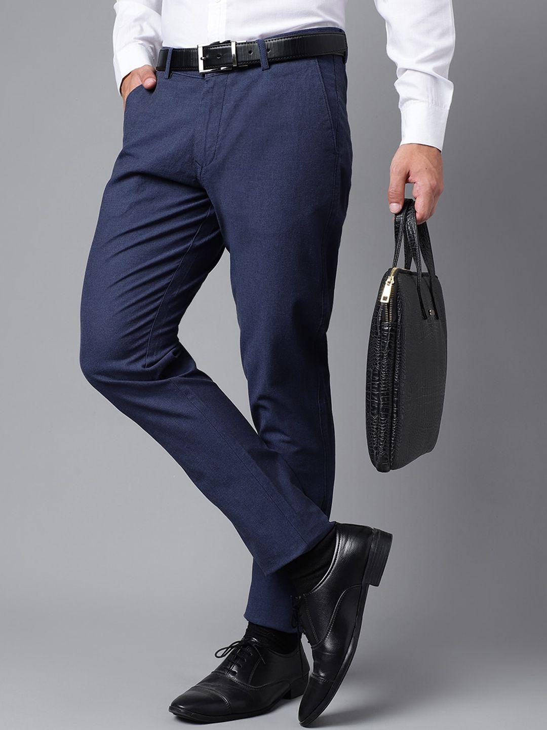 hancock self design slim fit formal trousers