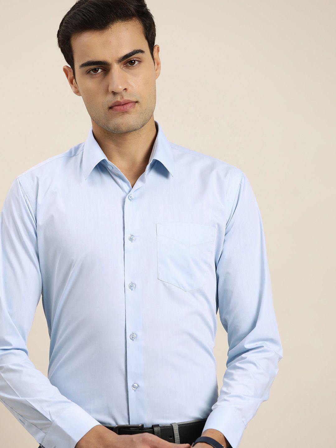 hancock solid chambray slim fit long sleeves formal shirt