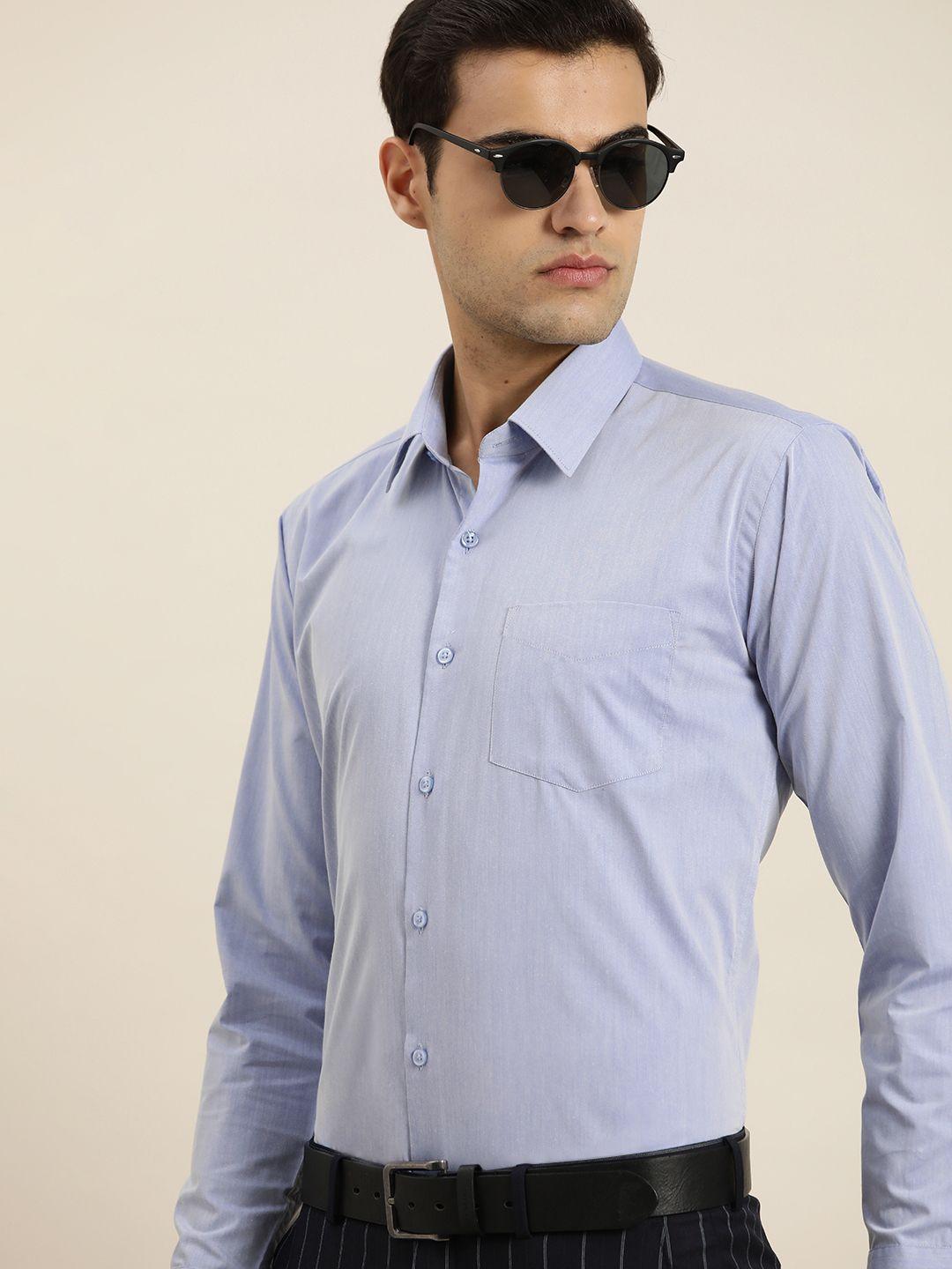 hancock solid chambray slim fit long sleeves formal shirt