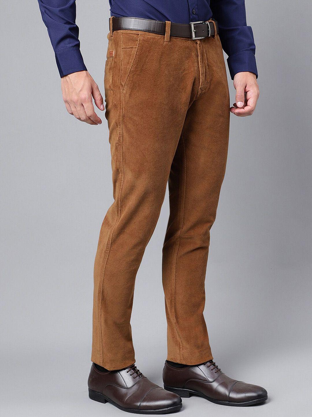 hancock solid corduroy slim fit formal trousers