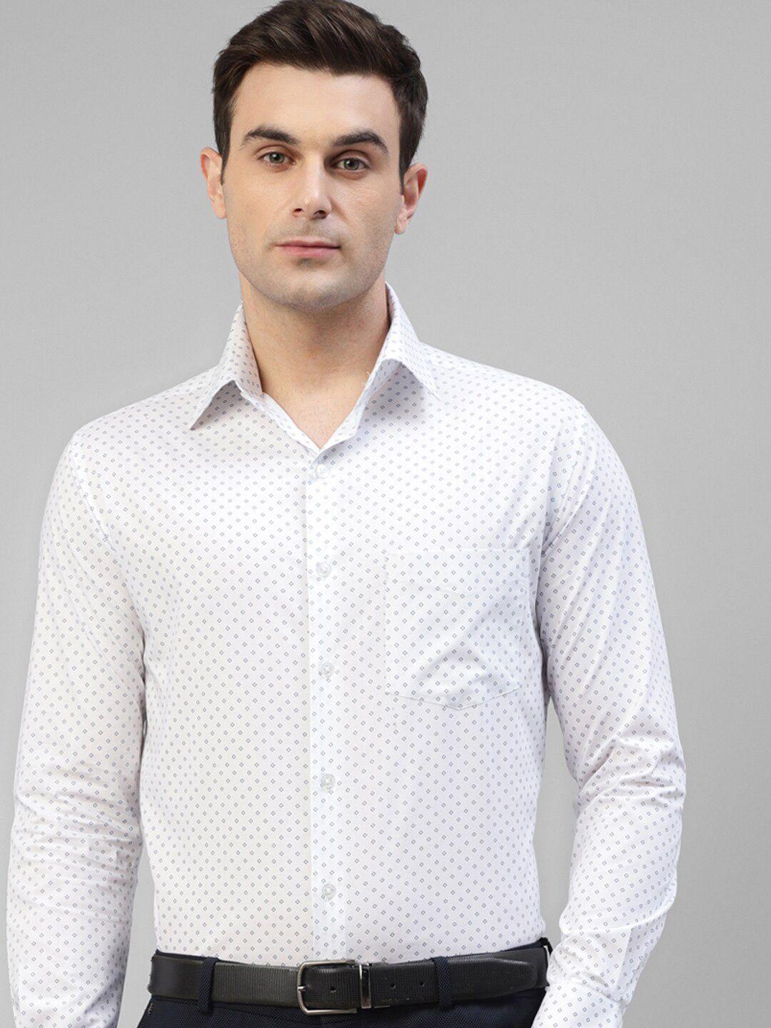 hancock spread collar original slim fit micro ditsy printed formal pure cotton shirt