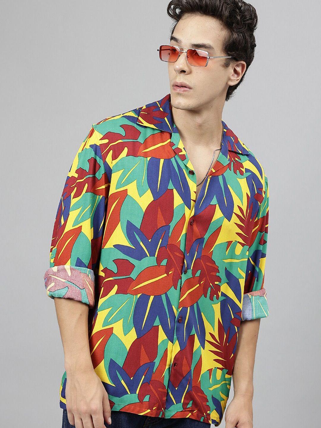 hancock standard floral printed cuban collar casual shirt