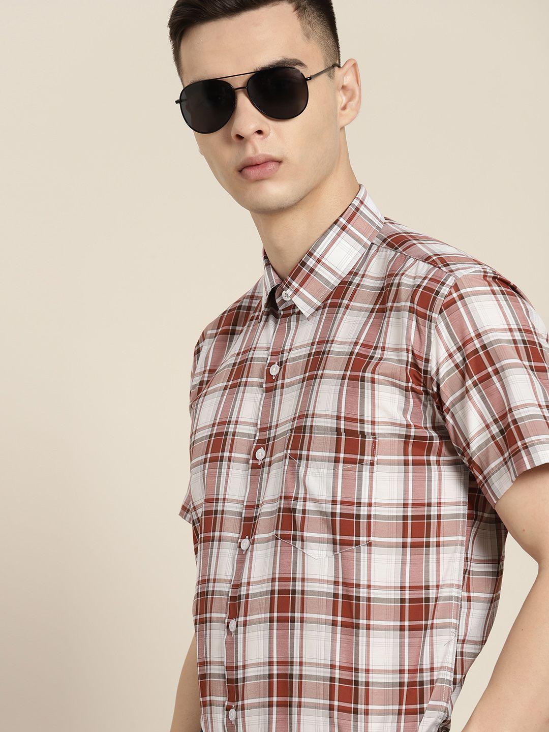 hancock standard slim fit checked pure cotton formal shirt