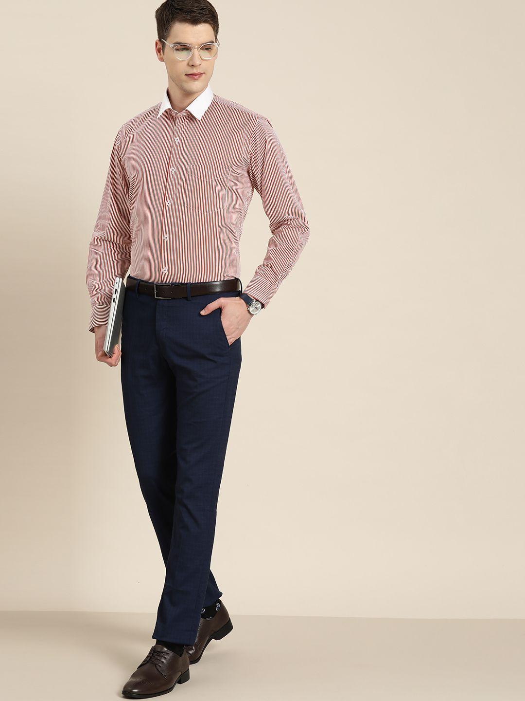 hancock white slim fit pinstriped formal shirt