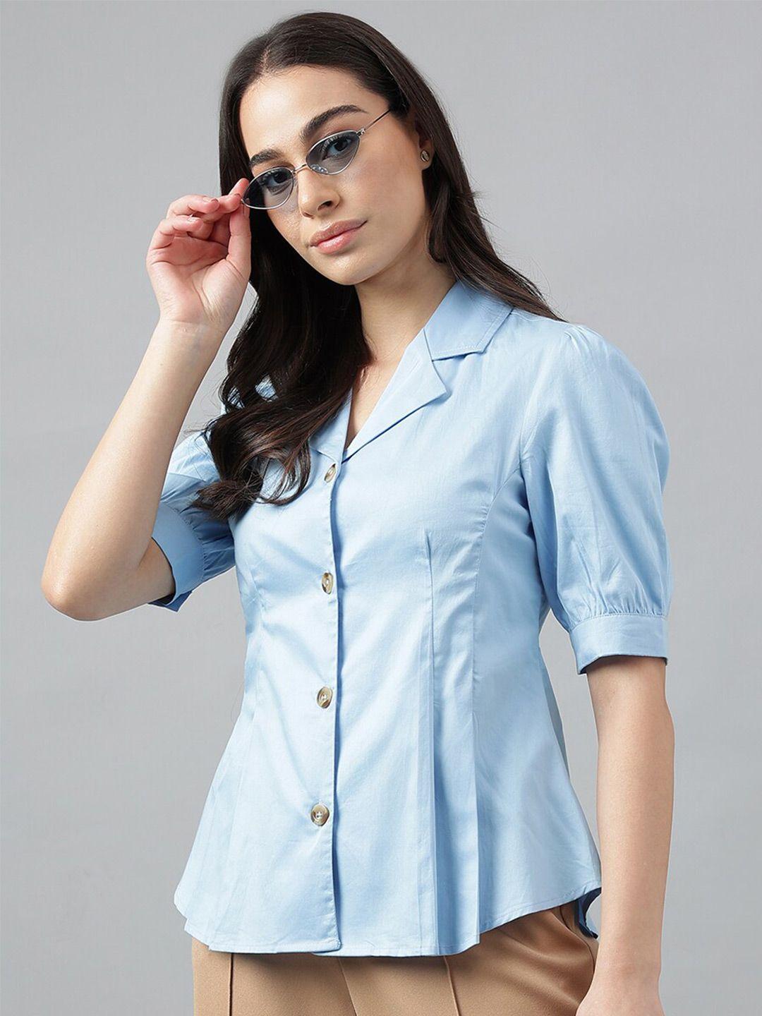 hancock women blue original opaque striped formal shirt