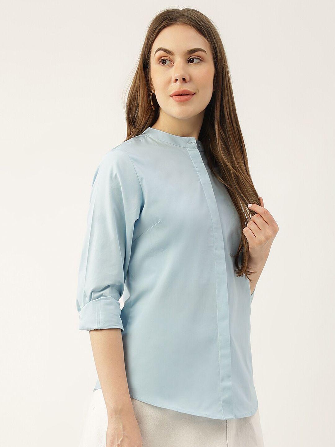 hancock women blue sport slim fit casual shirt