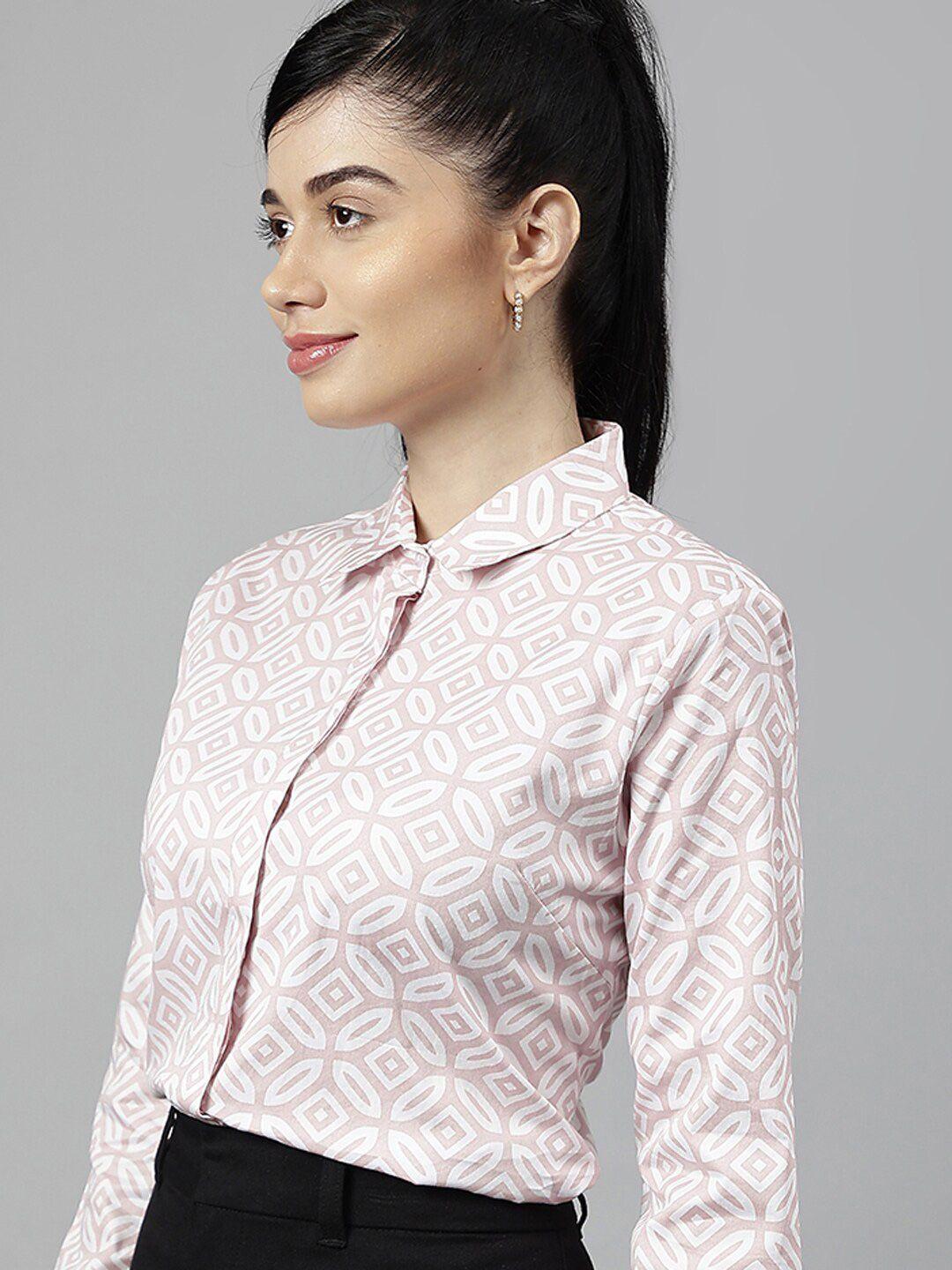 hancock women pink standard opaque printed formal shirt