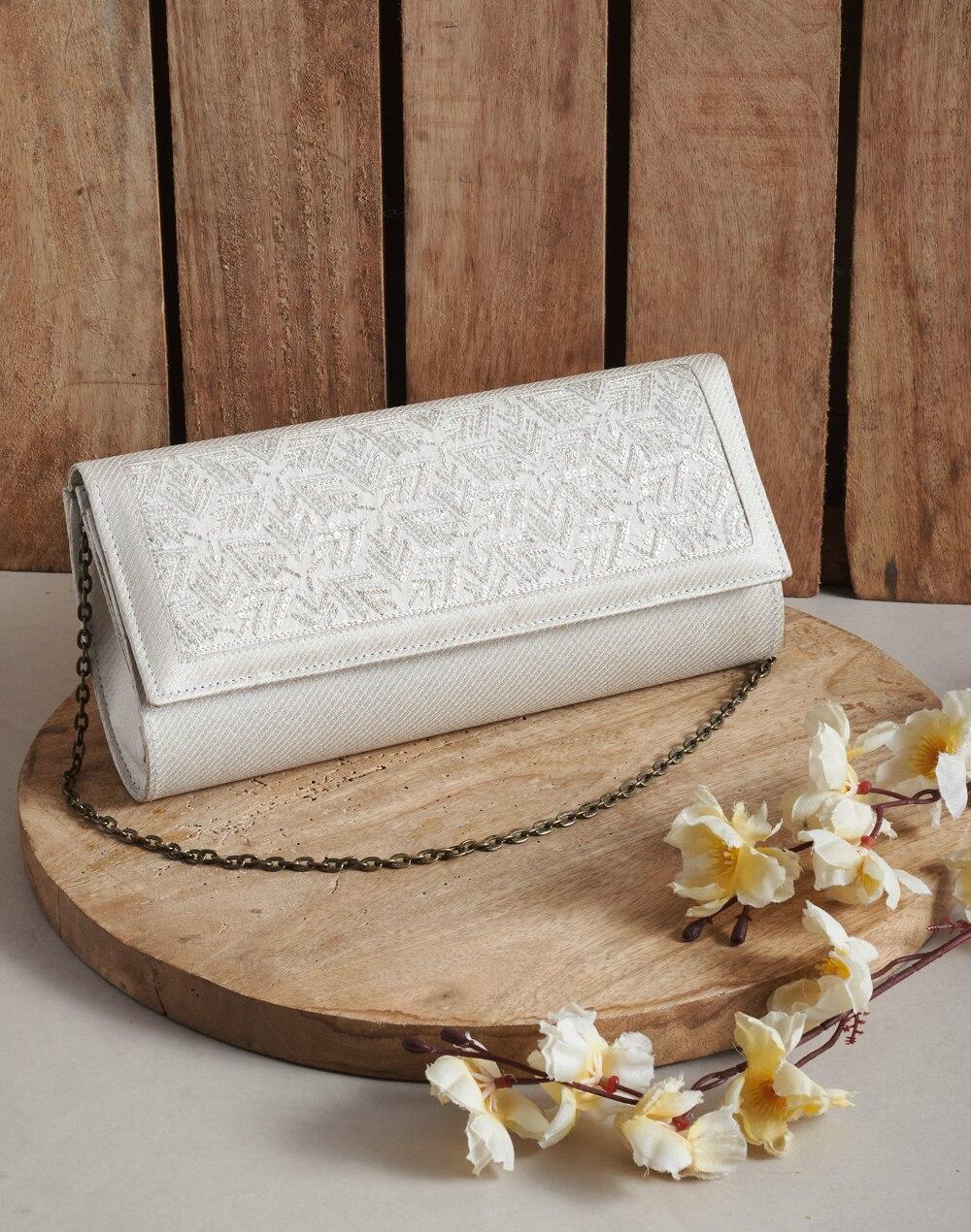 hand embroidered fabric clutch bag