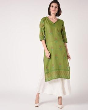 hand block print cotton straight kurta