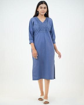 hand-dyed handcrafted cotton smocked shift dress