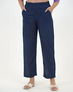 hand-dyed indigo cotton straight pant