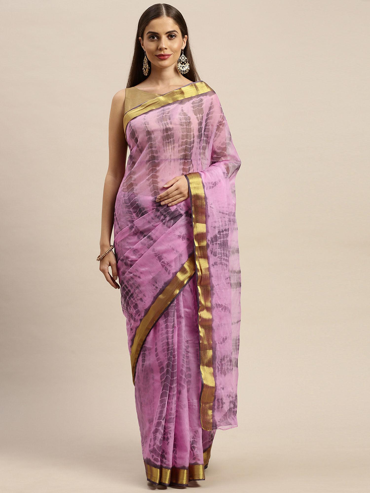 hand dyed pink bandhani kota silk saree