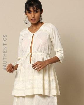 hand-embroidered chikankari cotton kurti