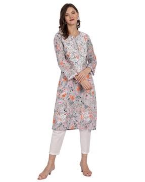 hand embroidered floral kurti