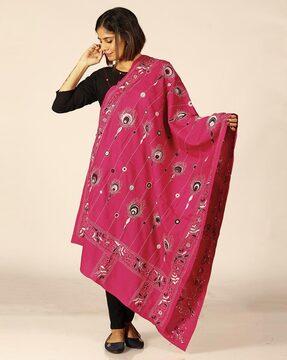 hand kantha embroidered cotton dupatta