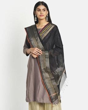 hand woven dupatta with striped border