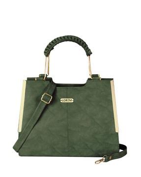 handbag with metal accent & detachable strap