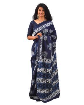 handblock print cotton saree