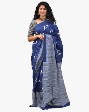 handblock print cotton saree