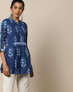 handblock print indigo cotton tunic