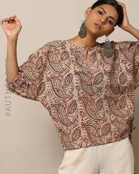 handblock print kalamkari cotton kaftan top