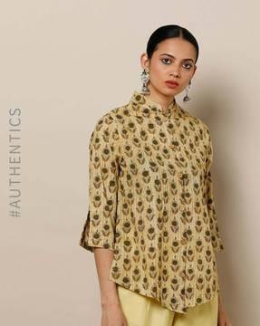 handblock printed bagru cotton shirt