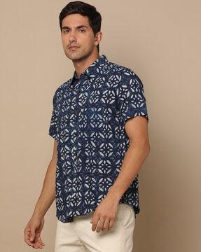 handblock printed cotton half sleeve shirt