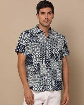 handblock printed cotton half sleeves shirt