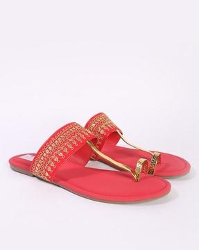 handcrafted embellished toe-ring sandals