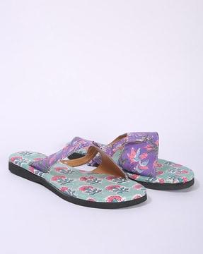 handcrafted floral cotton printed sandals