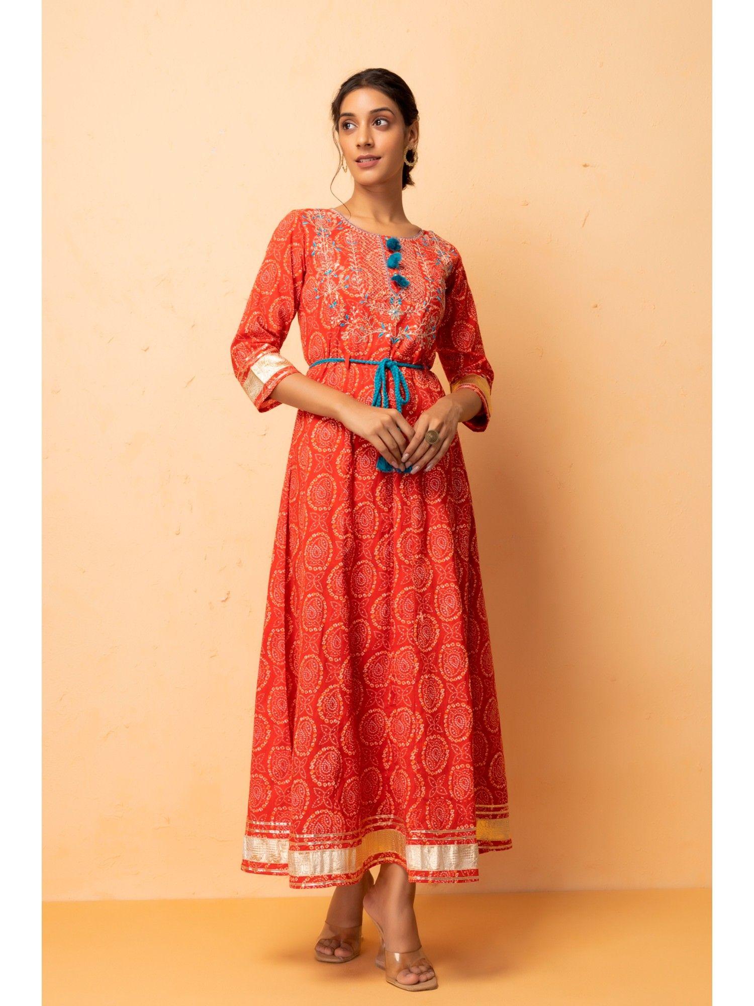 handcrafted gota work bandhani dress