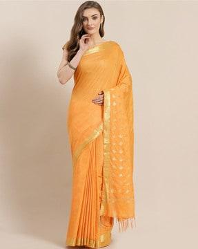 handcrafted handwoven zari woven pattern saree