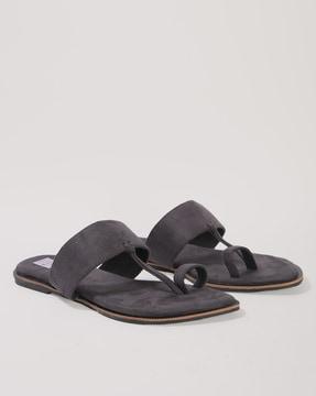 handcrafted suede toe-ring sandals