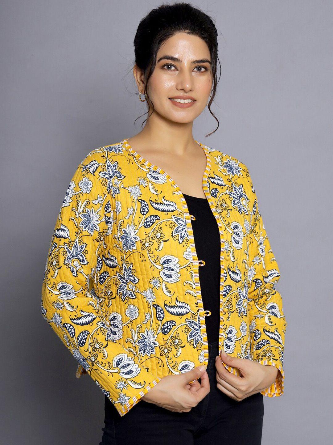 handicraft palace floral printed reversible pure cotton crop tailored jacket