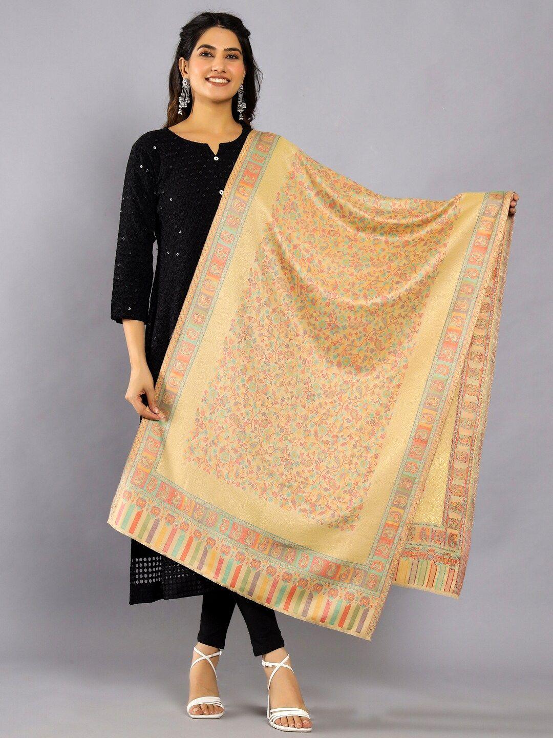 handicraft palace paisley woven design zari wool shawl