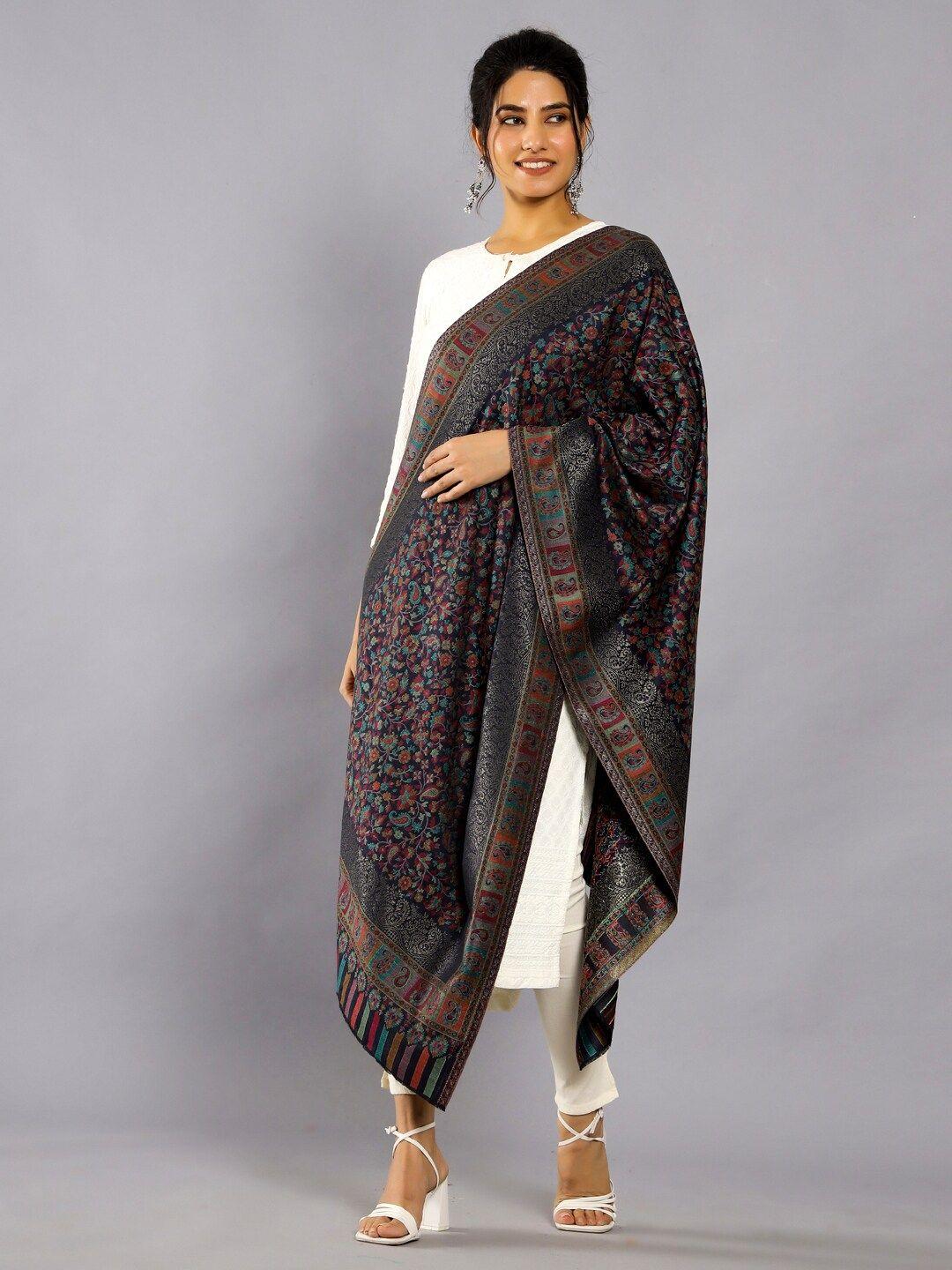 handicraft palace paisley woven design zari wool shawl