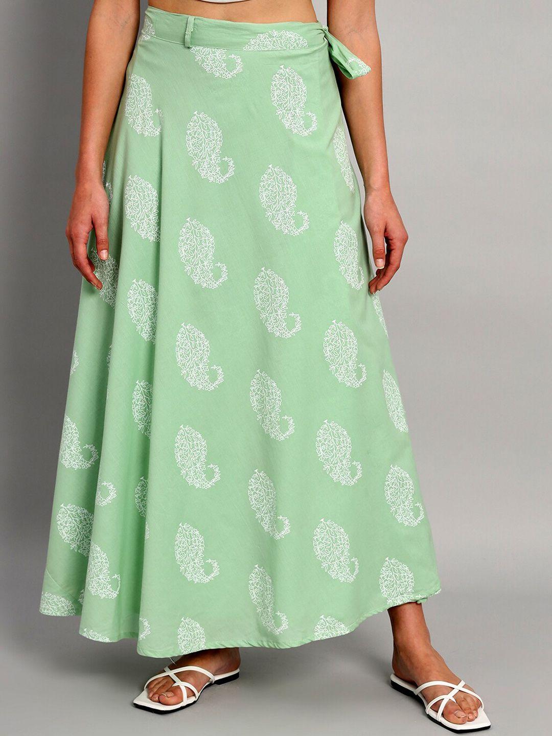 handicraft palace printed pure cotton wrap-around maxi skirt