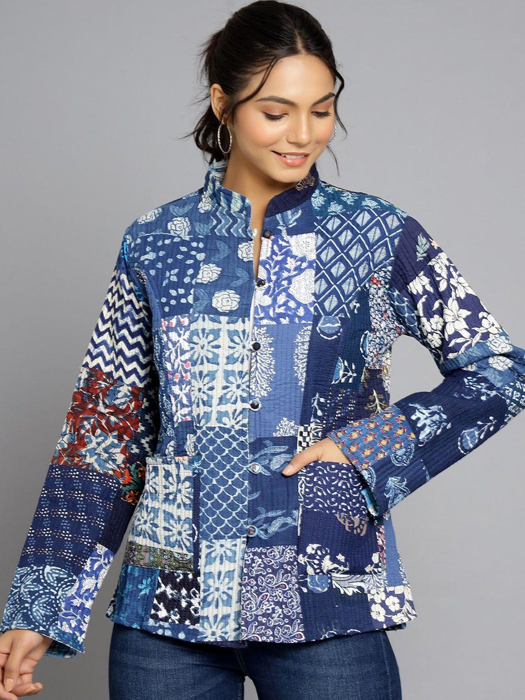 handicraft palace women blue reversible tailored jacket