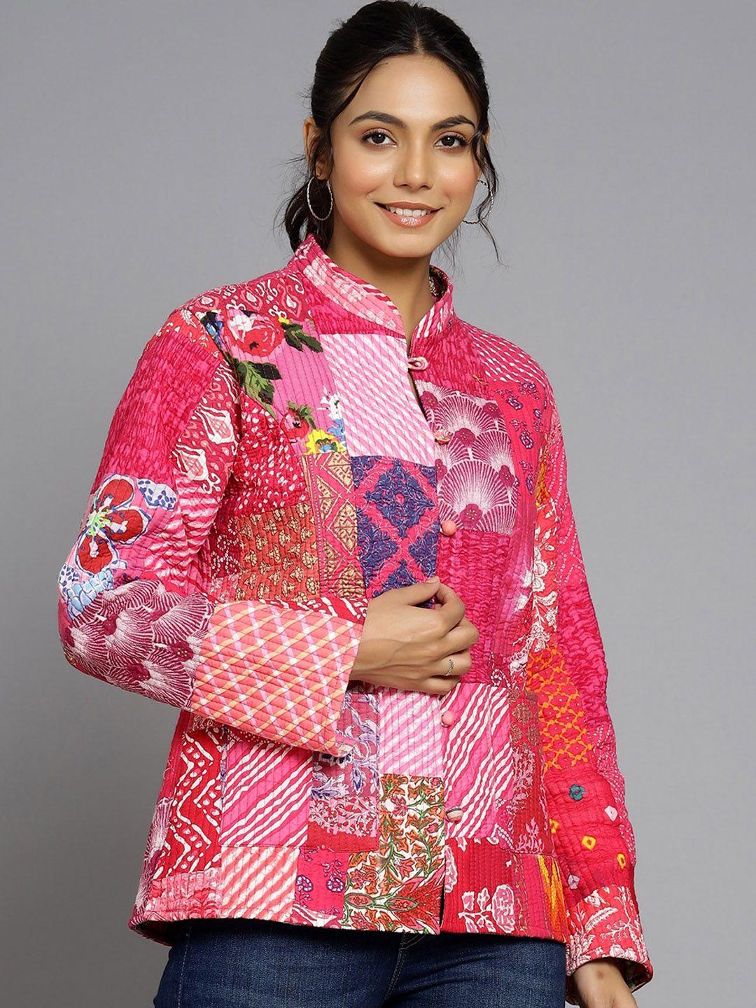 handicraft palace women pink reversible tailored jacket with embroidered